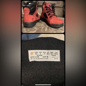 Red Timberland Field Boots Youth Size 4.5.